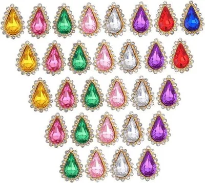 Produktbild von 100 Stück Bunte Drippings Strass-Stones für DIY Haarzubehör und Bekleidungsdekoration, doppelt geschichtsveredelte Glaskante, große Ziersteine für kreative Projekte