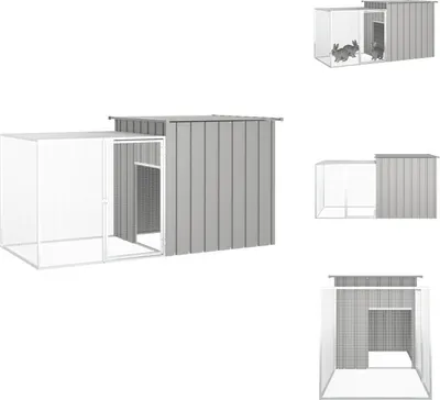 Zdjęcie produktu dla vidaXL Klatka dla królików szara 200x91x100 cm stal ocynkowana - Siedliska i wybiegi dla małych zwierząt