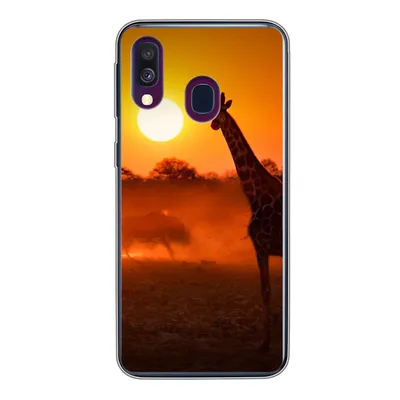 Produktbild von MuchoWow® Handyhülle Schutzhülle Hülle für Samsung Galaxy A40 Giraffe - Sonne - Savanne Silikon Softcase Handy Hülle - Handy-Tasche