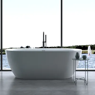Produktbild von doporro Freistehende Design-Badewanne Vicenza507 180x65x60cm mit Ablaufgarnitur und Überlauf aus Acryl in Weiß und DIN-Anschlüssen