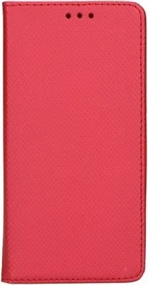 A closed red flip case for a smartphone.