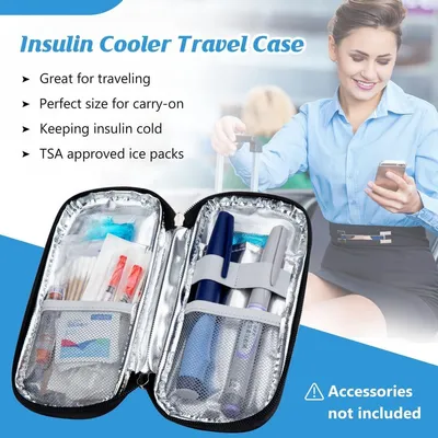 Insulin Kühltasche mit Kühlakkus - für Diabetiker - schwarz