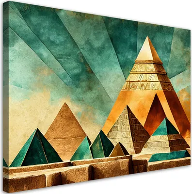 Produktbild von Leinwandbild Pyramiden Ägypten Abstraktion 90x60 Feeby Gold bild für die wand bereit zum aufhängen