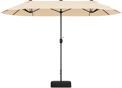 Produktbild von COSTWAY Doppelsonnenschirm 400x200cm mit Ständer und Kurbel, Gartenschirm UPF 50+, Marktschirm XXL