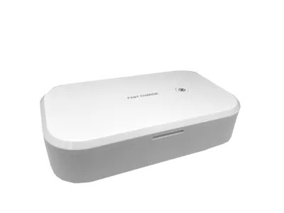 Obrázek produktu pro Bezdrátová rychlonabíječka 15W s UVC dezinfekcí pro mobil, klíče, hodinky, brýle a osobní věci – box s parfemací