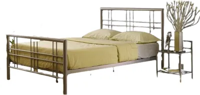 Image de Lit double 140x200 cm – Métal gris argenté – Sommier inclus – Design moderne et robuste