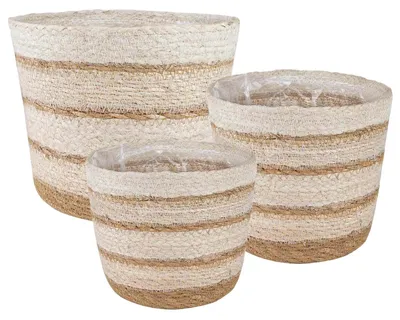 Produktbild von Seegras Pflanzenkörbe 3 pcs Natürlich, Weiß und Beige
