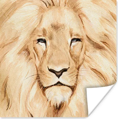 Produktbild von MuchoWow® Poster Illustration - Farbe - Löwe 50x50 cm - Wohnzimmerdekoration