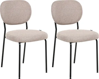 Produktbild von BELIANI Esszimmerstühle 2er Set Hellbraun Stoff Gepolstert mit Schwarzen Beinen Ohne Armlehnen Modern Polsterstühle Küchenstühle Esszimmer Küche