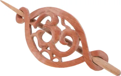 Produktbild von Ethno Holz Haarspange mit Stab, Boho Haarschmuck - OM/Modell 1, Braun, 13*5 cm, Haarspangen, Haarschmuck