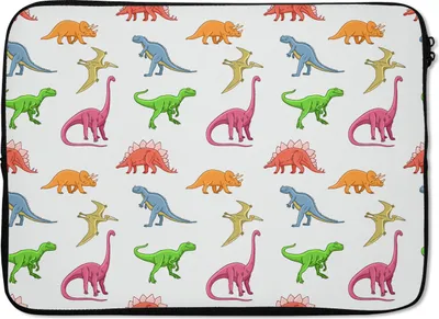 Produktbild von MuchoWow® Laptop Hülle 13 Zoll Muster - Dino - Kinder - Farben - Kinder - Junge Laptoptasche - Laptophülle - Sleeve - Rundumschutz