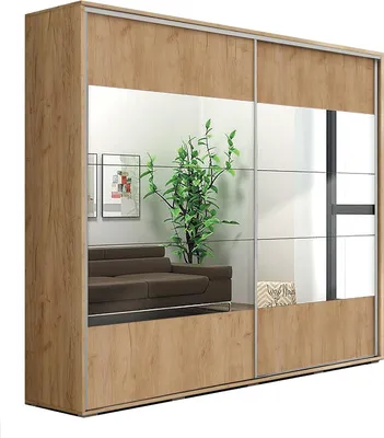 Produktbild von A17 Schlafzimmerschrank mit 2 Schiebetüren, Spiegel - Craft Gold - 175 x 62 x 245 cm