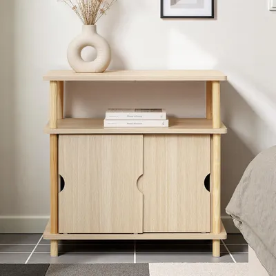 Produktbild von Sideboard mit Schiebetüren und Ablageboden, Holz, B 60 x T 35 x H 60 cm