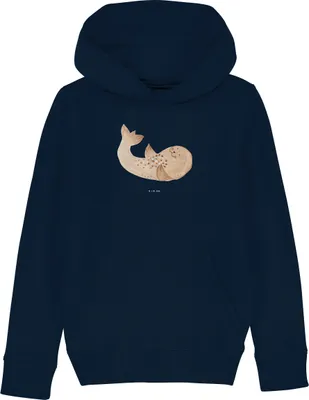 Produktbild von Mr. & Mrs. Panda Kinderpullover Robbe Liegen 9-11 Jahre (134/146) - French Navy - Geschenk, Robben, Sweater, Baumwollpullover, Ostsee, Nordsee, Sweatshirt, Pullover