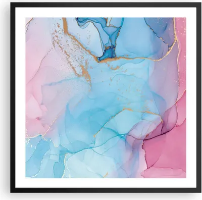 Produktbild von Gerahmtes Poster - Schwarzer Rahmen - Marmor Rosa Türkis - 60x60 cm - Wand Bild - Wanddeko - Wandbilder - Kunstposter - Wandposter - Bilderrahmen - Bilder - Kunstdruck - P2BAC60x60-4600