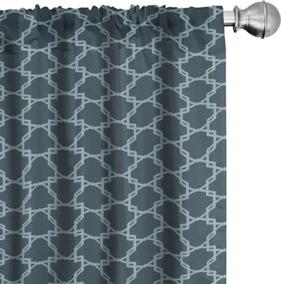 Produktbild von ABAKUHAUS Quatrefoil Vorhänge, Gardinen, Marokkanische Art orientalische Muster Antike antike Tiling Design, 2 Stück 75 x 225 cm, Blaugrau Hellblau