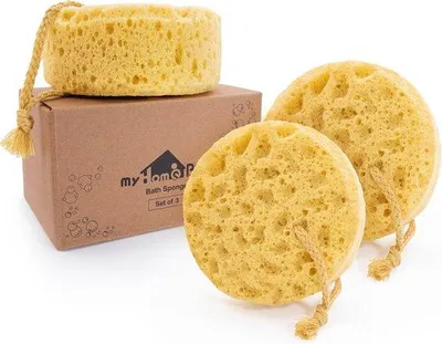 Produktbild von Großes Loofah Badeschwamm Set von 3 - Perfekt für ein Schaumduschen-Erlebnis