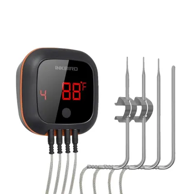 Obrázok produktu pre Bezdrôtový teplomer na grilovanie Bluetooth, až 6 sond, bezdrôtový dosah 100 m, 4X so 4 snímačmi