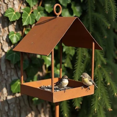 Produktbild von Tierbeobachtungshütte mit Standardausstattung ∣ 143 cm Höhe ∣ Wetterbeständiges Metall ∣ Stabiler landhauslicher Stil ∣ Vogelfutterstation, Tierschutzhaus ∣ Metallvogelunterkunft
