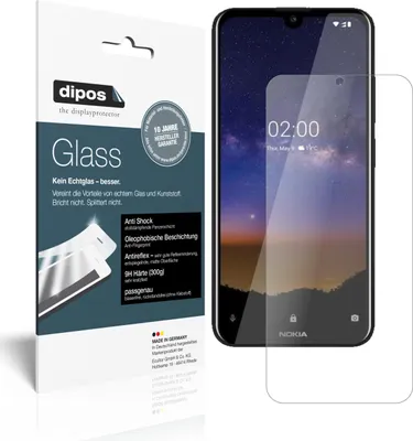 Produktbild von 2x Schutzfolie für Nokia 45324 matt - Anti-Shock 9H Folie dipos Glass Kunststoffglas