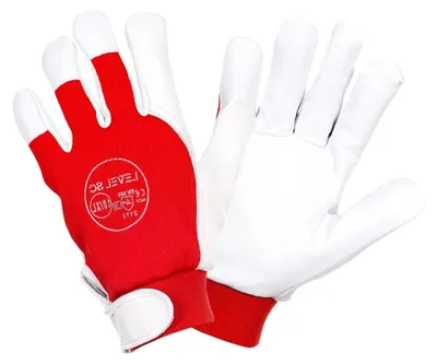 Produktbild von 12 Paar Montagehandschuhe aus Leder mit Klettverschluss in den Größen 9 und 10