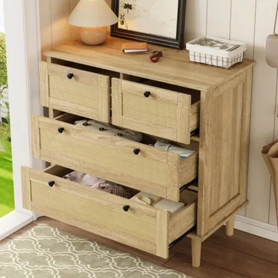 Produktbild von Kommode mit vier Schubladen, Sideboard, Aufbewahrungsschrank,Wohnzimmerunterschrank