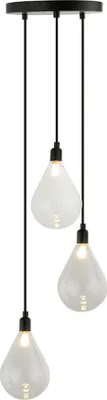 Produktbild von HOME DELUXE Hängeleuchte aus Glas CELIA Transparent - 3-flammig | Hängeleuchte, Glasleuchte, Tropfenleuchte,