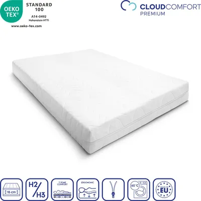 Produktbild von Premium 7-Zonen Matratze 140x200 cm CloudComfort, Höhe 15 cm, Härtegrad H2/H3
