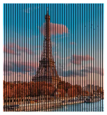 Produktbild von Akustikpaneele mit Digitaldruck Eiffelturm01 19 x 2253 x 2400 mm Eiffelturm Paris MDF PET-Fasern Wandpaneele Blau Rosa 4 Einzelplatten