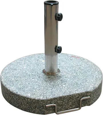 Produktbild von Sonnenschirmständer Granit 30 kg, rund 45 cm, Edelstahl Rohrhalter, handlich mit Rollen, robust & pflegeleicht, für Schirme bis 3 m, auch für Fahnen, Wäschespinnen, Plakate