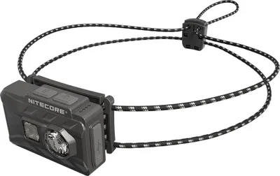 A Nitecore NU20 Classic headlamp with its adjustable strap, shown against a white background.