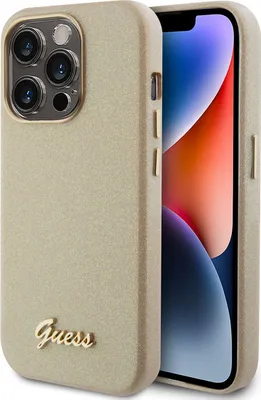 Obrázok produktu pre Guess Glitter Glossy Script kryt na iPhone 15 Pro (GUHCP15LPGMCSD) - trblietavá béžová
