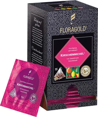 Produktbild von Floragold Früchtetee Kirschenmichel®, 15er Pyramidenbeutel