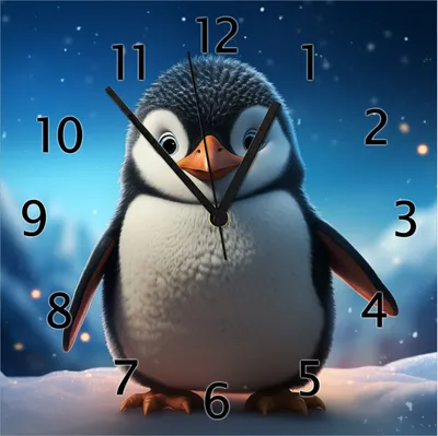 Produktbild von Wallario Design Wanduhr Eisbewohner im Winterwunderland aus Echtglas, Größe 30 x 30 cm