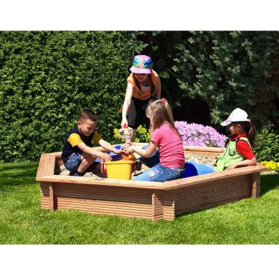 Produktbild von Sandkasten aus Lärchenholz 6-eckig Ø 230 cm für Kinder