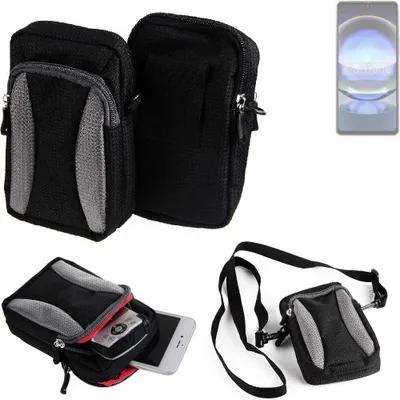 Produktbild von K-S-Trade Holster Schutz Hülle kompatibel mit Sharp Aquos R8 Handy Hülle Gürteltasche Umhängetasche mit Zusatzfach schwarz