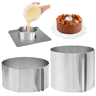 Verstellbare Tortenringe 2er-Set, Edelstahl, 15/8 cm, Ø 18–32 cm