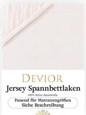 Produktbild von Devior Jersey Spannbettlaken 120x200 - 130x200 cm natur Bettlaken 100% Baumwolle bis 22cm Matratzenhöhe Gummizug
