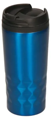 Produktbild von Doppelwandiger Edelstahl Kaffeebecher 0,3 Liter, blau, Klappverschluss, Diamant-Design