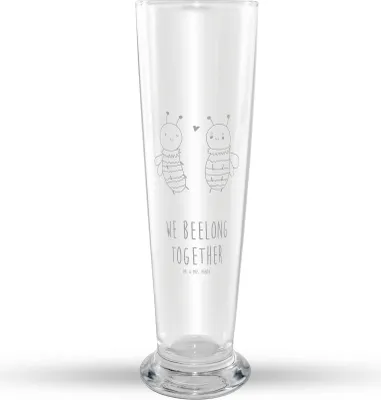 Produktbild von Mr. & Mrs. Panda Bierglas Biene Verliebt - Transparent - Geschenk, Weißbierglas, Bier Glas, Mr Mrs Weizenglas, Weizenbier, Weizen