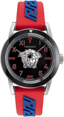 Produktbild von Versace VE2V00622 V-Palazzo silber schwarz rot blau Kautschuk Herren Uhr NEU