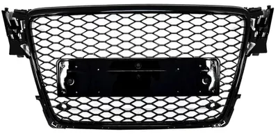 Obrázok produktu pre Predný mriežka bez emblému pre Audi A4 B8 (modelové roky 2008-2011), štýl RS4, lesklá čierna.
