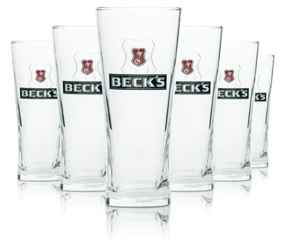 Produktbild von 6x Becks Bier Glas 0,2l Biergläser Henry Gläser Becher Relief Logo