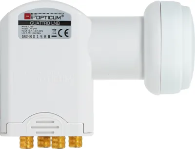 Produktbild von RED OPTICUM LRP 04H Quattro LNB I Hitze- & kältebeständiger Digital-LNB mit 0.1dB Rauschmaß & Wetterschutzkappe I Full HD - 3D - UHD - 4K Ready I nur mit Multischalter nutzbar I Sat-LNB weiß