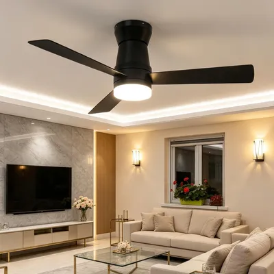 Produktbild von INONEFT 106 cm Deckenventilator mit Beleuchtung und Fernbedienung, 3 Blätter, Leise,DC-Motor, 6 Windgeschwindigkeit, 3 Farbtemperatur, Timer, Schwarz
