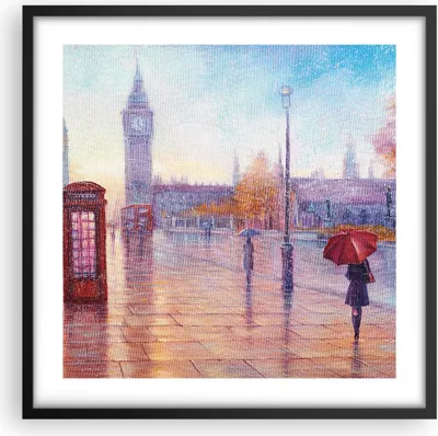 Produktbild von Gerahmtes Poster - Schwarzer Rahmen - Groß Ben Regenschirm - 50x50 cm - Wand Bild - Wanddeko - Wandbilder - Kunstposter - Wandposter - Bilderrahmen - Bilder - Kunstdruck - P2BAC50x50-4394