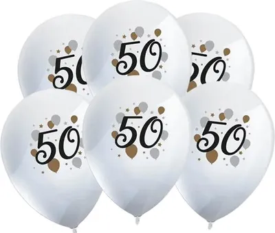 Zdjęcie produktu dla Balony lateksowe numer 50 URODZINY 6 szt.