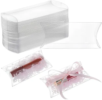60 Stück Kunststoff Kissenboxen - Transparent - 11,5x6,5x2,5cm
