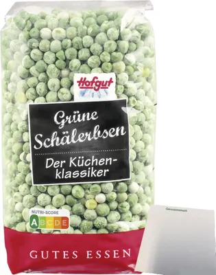 Produktbild von Hofgut Grüne geschälte Erbsen (500g Beutel) + usy Block