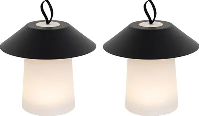 Produktbild von Set mit 2 Tischleuchten Pilz Schwarz inkl  wiederaufladbare LED Ivan